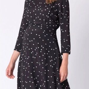 Elegant Black Polka Dot Maternity dress. Size 2
